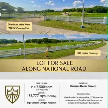 Umingan 15.58 Ha Lot Along National Road