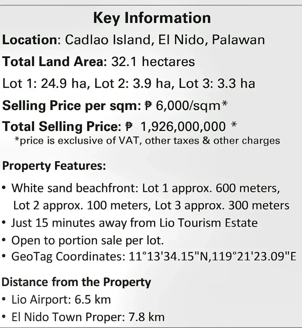 Beachfront Land - Cadlao Island, El Nido, Palawan (3 Lots), photo 2
